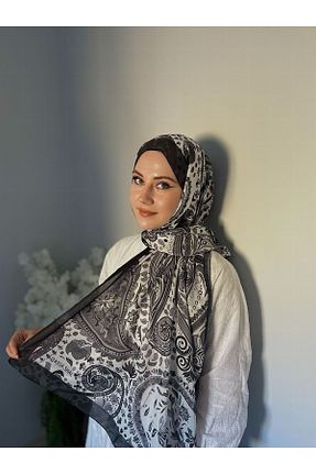 روسری قهوه ای پلی استر Kaya Baskı - کد 876761690