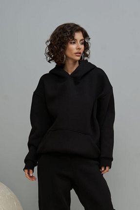 سوئیشرت مشکی زنانه ساده YAKAMEL - کد 876817261