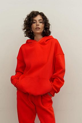 سوئیشرت قرمز زنانه ساده YAKAMEL - کد 876817395