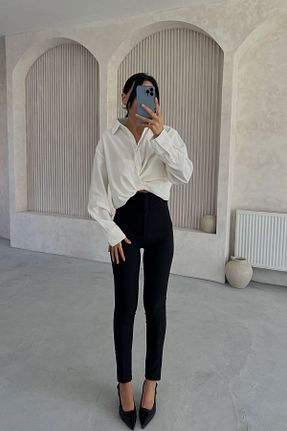 شلوار مشکی زنانه مخلوط پلی استر Seda Yalçın Atelier - کد 876835466