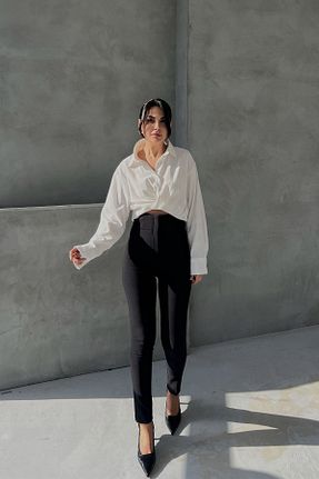 شلوار مشکی زنانه مخلوط پلی استر Seda Yalçın Atelier - کد 876835466