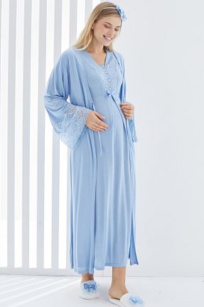 لباس شب بارداری آبی زنانه ساده ERDENİZ TEKSTİL - کد 876840974