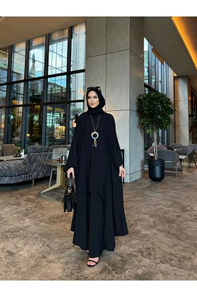 ست بالاتنه و پائین تنه حجاب مشکی زنانه اورسایز sevannaluxurydesign - کد 876854225