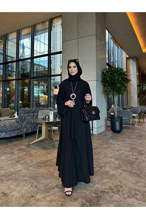 ست بالاتنه و پائین تنه حجاب مشکی زنانه اورسایز sevannaluxurydesign - کد 876854225
