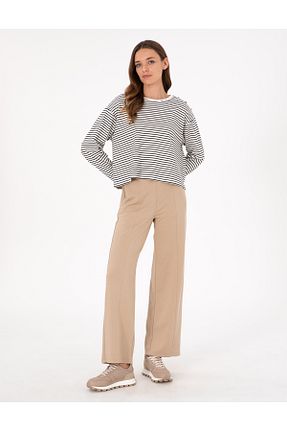 شلوار کرمگن بژ زنانه پاچه گشاد Pierre Cardin - کد 876861039
