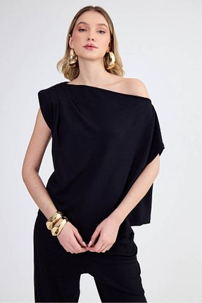 بلوز مشکی زنانه ساده Vitrin - کد 876869090
