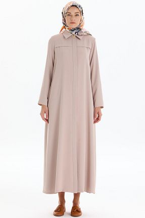 مانتو بلند حجاب بژ زنانه Tuğba - کد 822263323