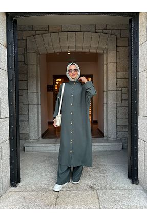 ست بالاتنه و پائین تنه حجاب خاکی زنانه A-line sevannaluxurydesign - کد 876883552