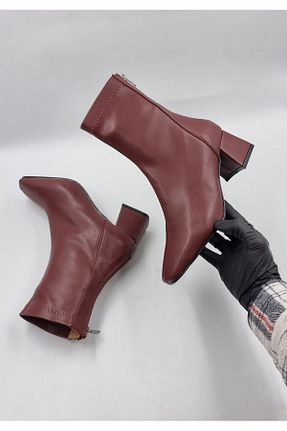بوت / نیم بوت زرشکی زنانه چرم مصنوعی MARİSKA SHOES - کد 876890611