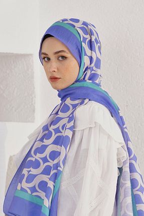 شال آبی زنانه پنبه ای Loryan - کد 876927815