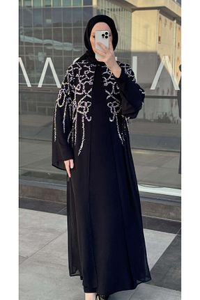 کلاه و ابایا مشکی زنانه پلی استر Sahraa - کد 876960153
