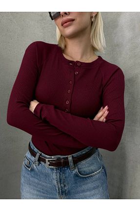 بادی زرشکی زنانه یقه دکمه دار DEP.PO.GO - کد 876958218