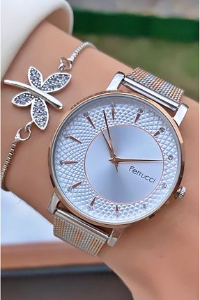 ساعت مچی زرد زنانه 36-40 میلی متر Ferrucci - کد 786775954
