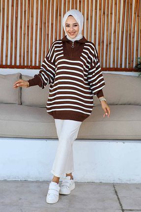 پلیور حجاب قهوه ای زنانه اکریلیک İmajButik - کد 765771682