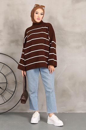 پلیور حجاب قهوه ای زنانه اکریلیک İmajButik - کد 781520745