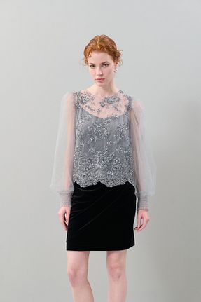بلوز طوسی زنانه آستین بلند Roman - کد 877087289