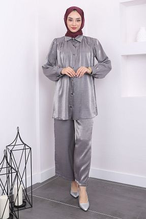 ست بالاتنه و پائین تنه حجاب طوسی زنانه رگولار İmajButik - کد 857932219