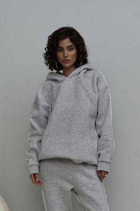 سوئیشرت طوسی زنانه ساده CMZ COLLECTİON - کد 877074973
