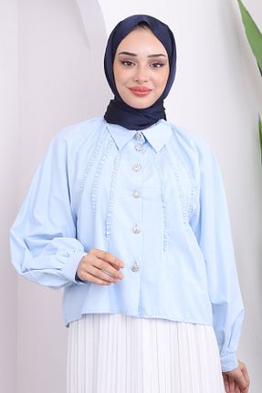 پیراهن حجاب آبی زنانه رگولار İmajButik - کد 849331888