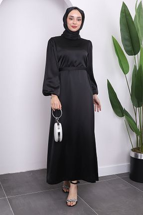 لباس مجلسی حجاب مشکی زنانه یقه دوچرخه İmajButik - کد 838294746