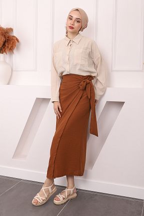 دامن حجاب قهوه ای زنانه رگولار İmajButik - کد 835707848