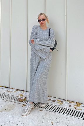لباس طوسی زنانه بافت Swist - کد 789282119