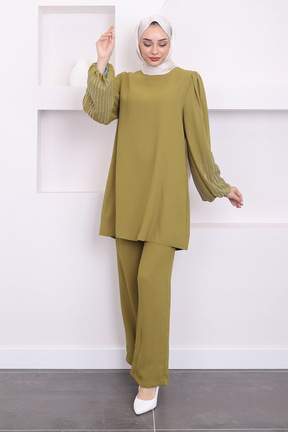 ست بالاتنه و پائین تنه حجاب سبز زنانه رگولار İmajButik - کد 857932191