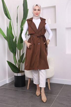 جلیقه حجاب قهوه ای زنانه رگولار İmajButik - کد 865496126