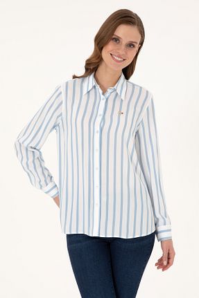 پیراهن آبی زنانه یقه پیراهنی U.S. Polo Assn. - کد 877117564