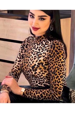 بلوز قهوه ای زنانه پلنگی Mistanbul - کد 875881838