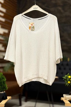 بلوز سفید زنانه ساده sahnemoda - کد 877140993