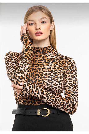 بلوز قهوه ای زنانه پلنگی Mistanbul - کد 875881838