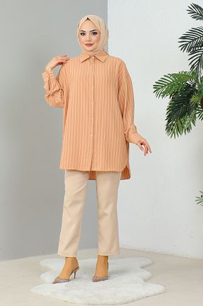 تونیک حجاب قهوه ای زنانه پنبه ای MODAQU - کد 830299732