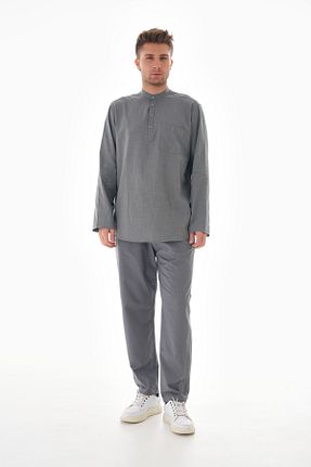 ست بالاتنه و پائین تنه طوسی مردانه بافتنی BESEDU - کد 877223892