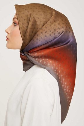 روسری زرشکی کرپ ساتن ابریشم Armine - کد 860662151