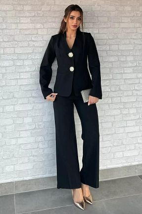 ست بالاتنه و پائین تنه مشکی زنانه بافتنی GÜLSELİ - کد 877227780