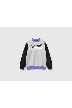 سوئیشرت طوسی بچه گانه Slogan United Colors of Benetton - کد 877238603