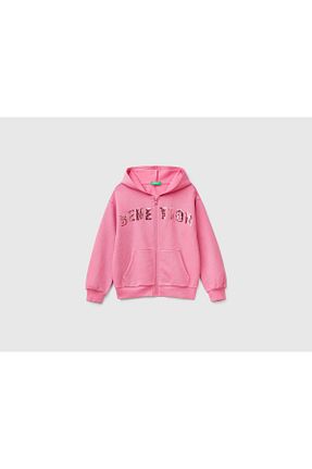 سوئیشرت صورتی بچه گانه ساده United Colors of Benetton - کد 877237426