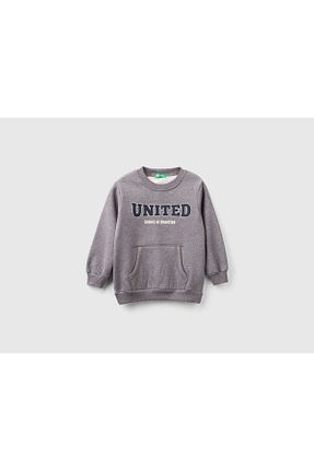 سوئیشرت طوسی بچه گانه چاپی United Colors of Benetton - کد 877238901