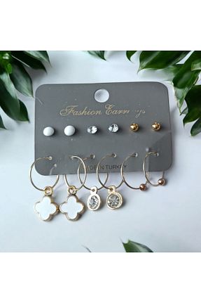 گوشواره جواهر سفید منجق NAS fashion - کد 870557160