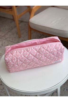 کیف پورتفوی و کلاچ صورتی زنانه پارچه ای Batekso - کد 876373804