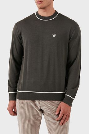 پلیور خاکی مردانه ساده Emporio Armani - کد 877360535