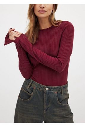 بلوز زرشکی زنانه ساده Vera Tekstil - کد 877287347