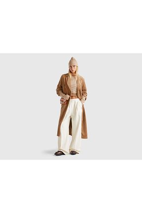 پالتو پشمی قهوه ای زنانه رگولار United Colors of Benetton - کد 877364897