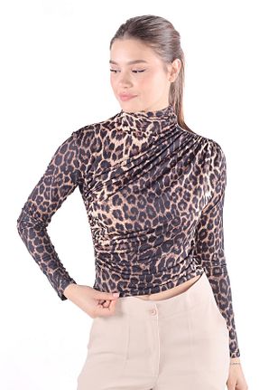 بلوز قهوه ای زنانه پلنگی Rays - کد 877364426