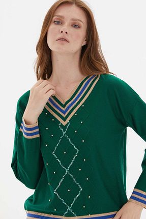 پلیور سبز زنانه رترو Two Mail - کد 859186191