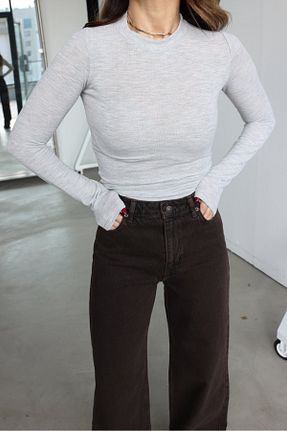 پلیور طوسی زنانه بافت دار Özge Özgenç - کد 877416615