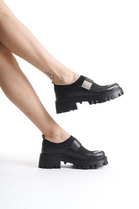 کفش آکسفورد مشکی زنانه چرم مصنوعی Moda Değirmeni - کد 877436918