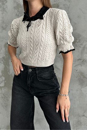 پلیور بژ زنانه ساده macharelbasic - کد 676452370