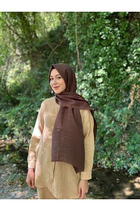 شال قهوه ای زنانه پنبه ای PEMİRA - کد 79512220